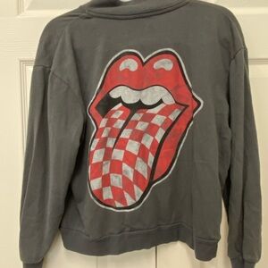 The Rolling Stones Gray and Red Graphic Crewneck Sweater